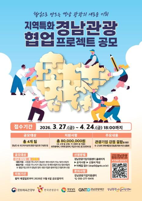 경남도, 지역 현안 해결하는 관광기업 협업팀 모집